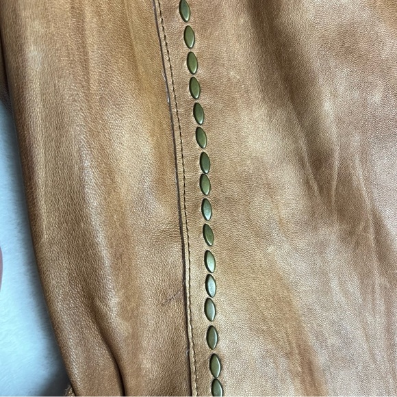 Michael Kors Size Large 100% LeatherTan Women’s Lined Studded Rate Jacket Belt - Picture 10 of 16